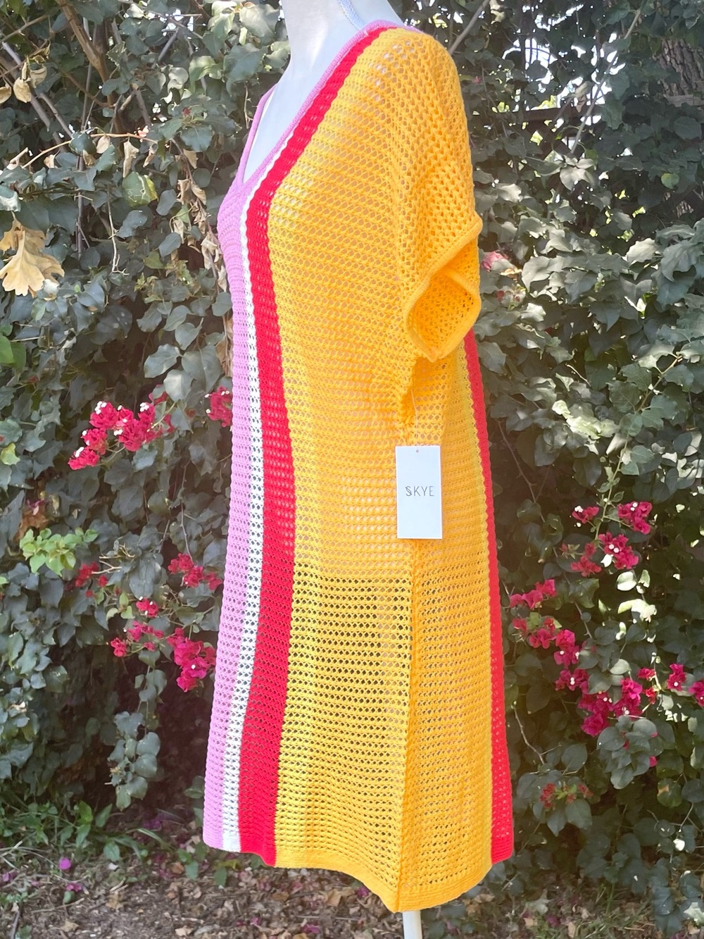Crochet Swim Cover Up Robe Aubade Rainbow Knit SKYE Size Large - Picture 4 of 11